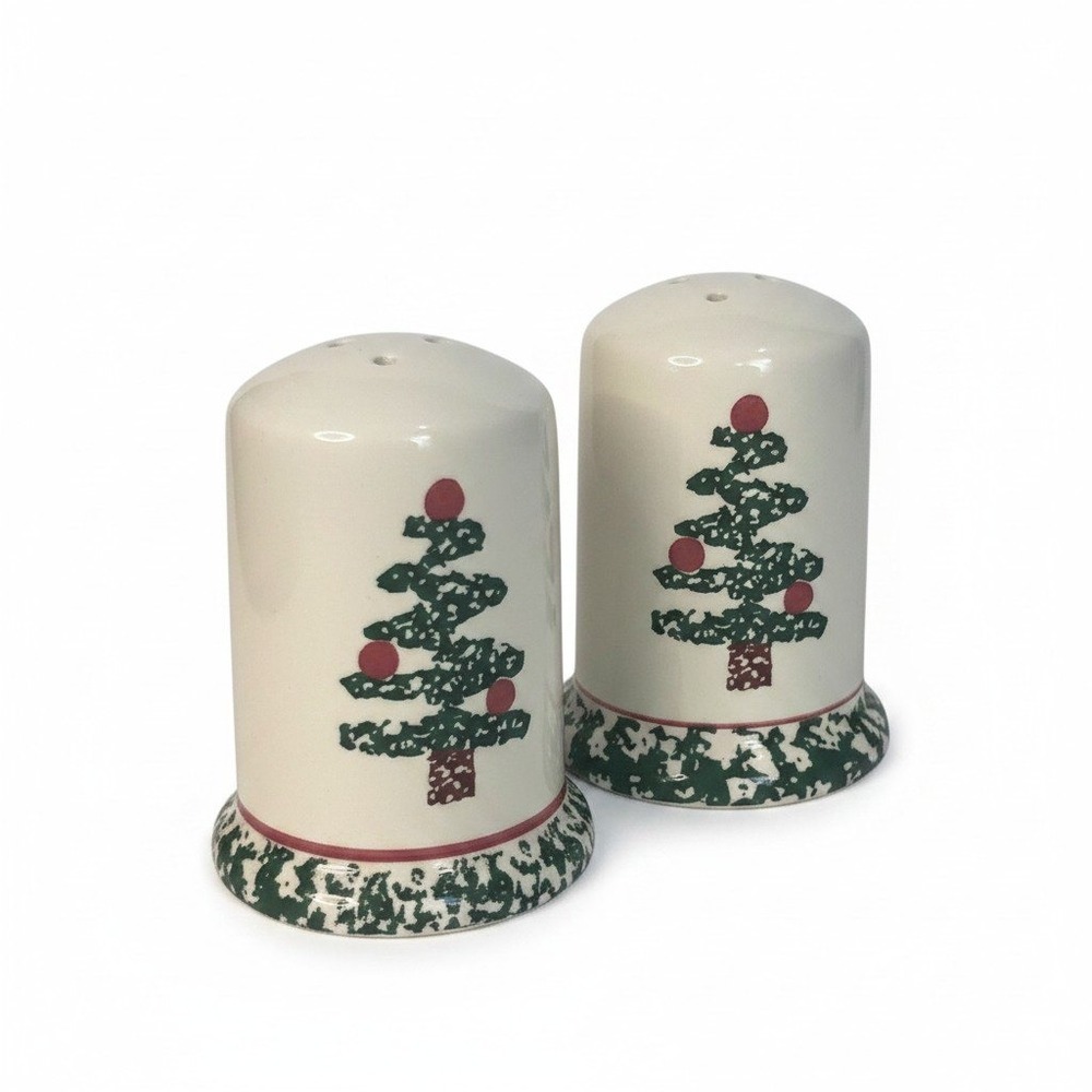 VTG Furio Home Christmas Tree Salt and Pepper Shakers Set Made in Italy Ceramic